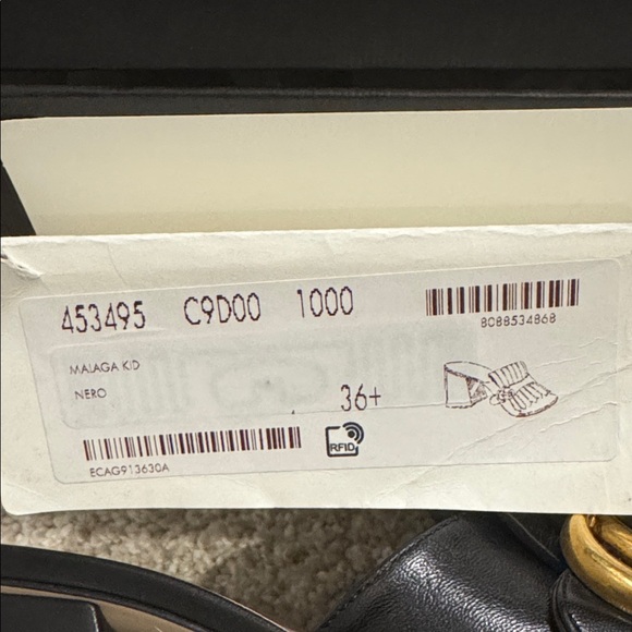 Gucci Black Leather GG Fringe Mules with Gold Accent 36.5/ US 6.5 - Picture 10 of 12